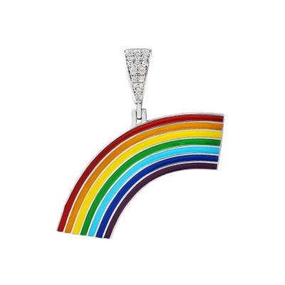 China 2021 new style FASHIONABLE 925 quality color enamel CZ Zircon charms rainbow pendants necklace for women for sale