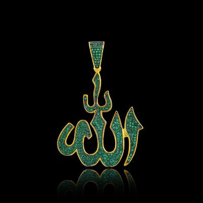 China Blue Muslim Islamic Pendants Allah Quran Ayat Gold Pt Purple Green Large Unique Charms Hip Hop Accessories for sale