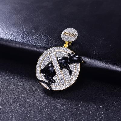 China Hip Hop Hiphop Style Black Enamel Cubic Zirconia Paving Innovative Design Pendant Animal Type for sale