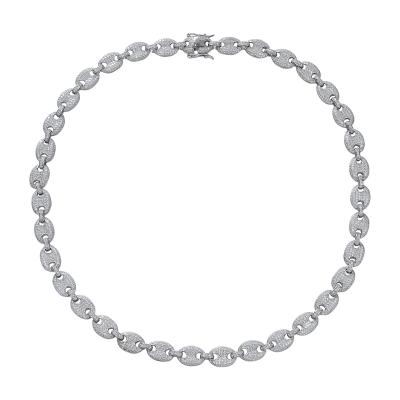 China Hiphop Wholesale Bling 925 Sterling Silver Material White Cubic Zirconia Hip Hop Necklace for sale