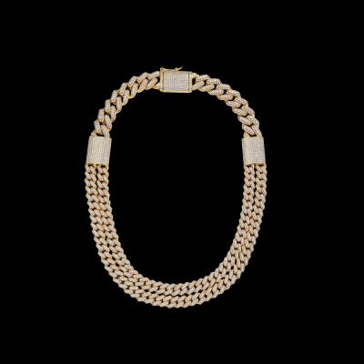 China Hiphop Bulk Hiphop 925 Sterling Silver Thick Multi 2 Double Layerd Cuban Link Chain Necklaces For Man for sale