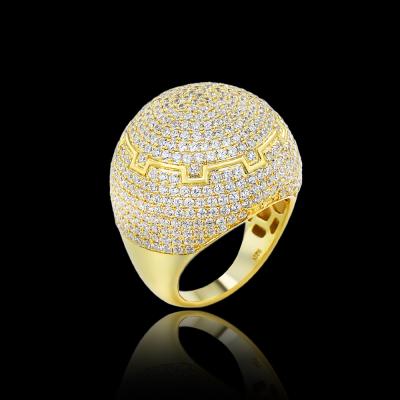 China Hiphop Customize 14K Gold Plated Real 925 Sterling Silver Material Cubic Zirconia Men's Rings for sale