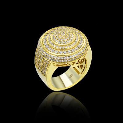 China Hiphop Dubai Designs 3A Silver Zircon Round Ball Shaped Finger Rings For Men for sale