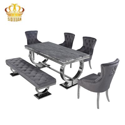 China 1 Eco - Friendly Kitchen Room Dining Room Furniture / Glass Dining Table Marble for sale