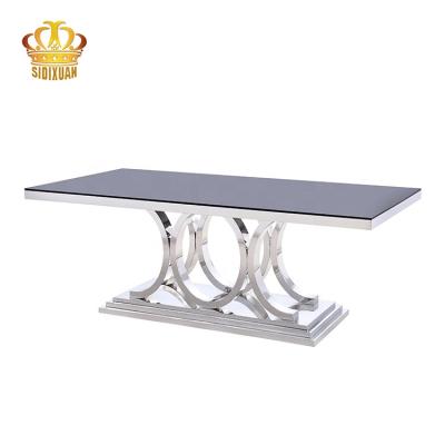 China 1 Design Luxury Marble /Tempered Glass Top Dining Table Set With Stainless Steel Legs for sale