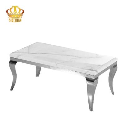 China 1 Custom Design Living Room Furniture Modern Style Stainless Steel Artificial Marble Top Coffee Table for sale