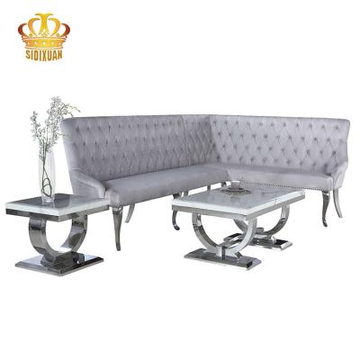 China 1 Silver Living Room Furniture Marble Top Stainless Steel Small Square End Table for sale