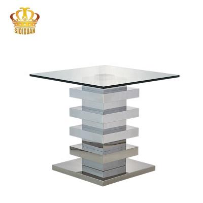 China 1 Clear Glass Top Small Sofa Snack End Table Simple Single Side Table Living Room Hotel Residence Style Furniture for sale