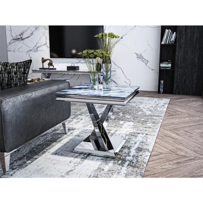 China 1 Modern Living Room Furniture Stainless Steel Leg Coffee Table Side Table Marble End Table for sale