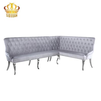 China 1 Custom Design Eco-friendly Modern Corner Sofa L Shape Living Room Furniture Velvet Fabric Stainless Steel Sofa for sale