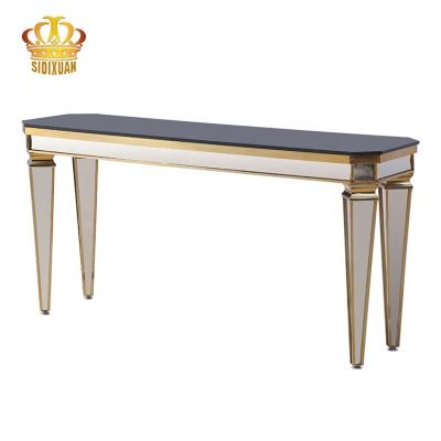 China 1 Modern Living Room Furniture Household Hotel Hallway Black Glass Top Console Table for sale