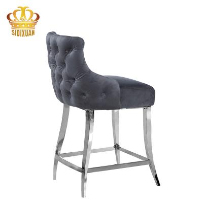 China Leisure Furniture Modern High Quality Durable Velvet Chair Metal Stainless Steel Coffee Upholstered Legs Restaurant Bar Chairs Bar Stools for sale