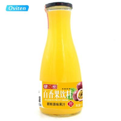 China Natural Glucose 1L Passion Fruit Passion Fruit Juice Beverages Glass Bottled Health Soft Drink For Sale for sale