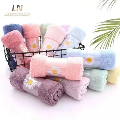 China Coral Velvet Trimmed Towel Plain child safe face towel soft absorbent gift shed hair does not fade for sale