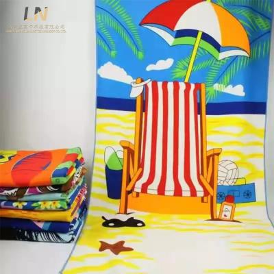 China Bilateral Printed High Quality QUICK DRY Microfiber Beach Towel Sand Free Proof Reused Beach Towel for sale