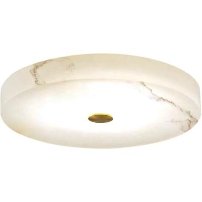 China Newest Design Spain Marble Ceiling Lamp Indoor Calcite Contemporary Style Simple Solid Brass Light Home Decoration Round Flush Mount FM1008 for sale