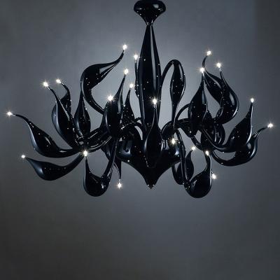 China Black Glass Lamps Europe Contemporary/Vintage/Modern Hotel Chandelier Home Decoration Swan Led Pendant Light Designer Modern Chandelier Light CZ9091/24BL for sale