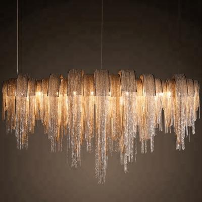 China Contemporary/Vintage/CZ2566 Light Contemporary Oval Crystal Chandelier Aluminum Chain Luxury Home Pendant Hotel Led Modern Restaurant Lamp for sale