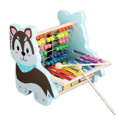 China Educational Toy Cartoon Animal Rabbit Piano Musical Instrument Abacus Xylophone Early Learning Wooden Toys For Children for sale