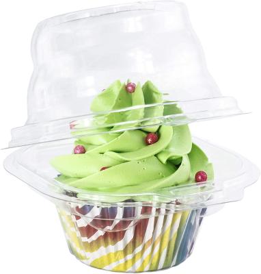 China Disposable Plastic Deep Individual Cupcake Container BPA Free Single Compartment Dome Cupcake Carrier Holder Box for sale