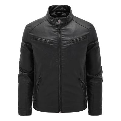 China Winter Luxury Leather Mens Office Jacket Fleece Mens Motorcycle Leather Jacket Waterproof for sale