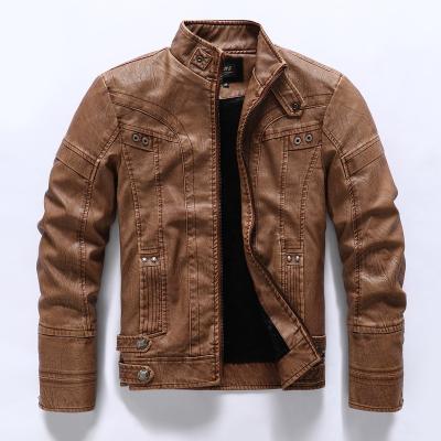 China Men Waterproof Faux Leather Jacket OEM Apparel PU Jacket Motorcycle Fleece Men Scare College Leather Jacket for sale