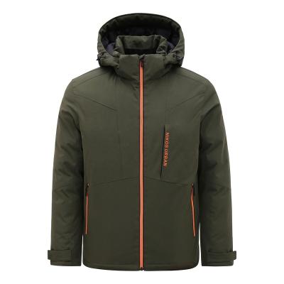 China Winter Outdoor Thick Hooded Waterproof Men Long All Over Print Zipper Up Bomber Bubble Stripe Color Contrast Men's Jacket Coat for sale