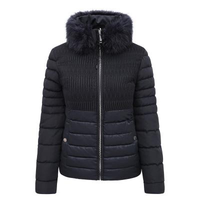 China Anti-wrinkle xs-XL comfortable collar blackbattery polyester ladies winter jacket passionate support jacket for sale