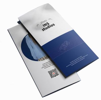 China Waterproof / Oilproof Netting Custom Waterproof Folding Flyers Coated Triple Leaflet Video Brochure Paper Printing for sale