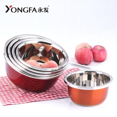 China Viable Multicolor Kitchen Stainless Steel Soup Bowl Food Container Daily Use Salad Mixing Bowls for sale