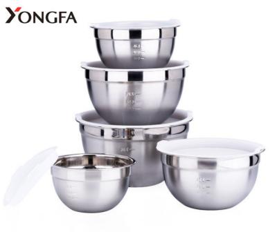 China Sustainable Mixing Bowl Stainless Steel Bowl Set For Mixing Salad With Or Without Lids Free Sample For Food Prep for sale