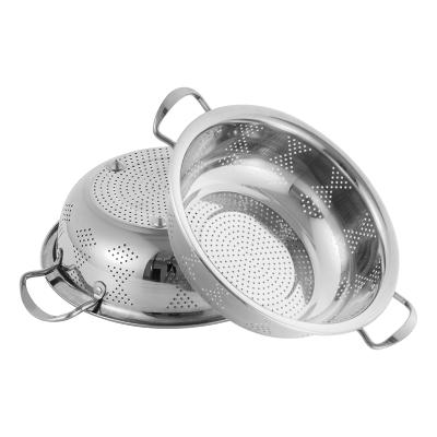 China High Quality Viable Stainless Steel Colander Strainer Basket Stainless Steel Colander Bowl for Washing Rice or Vegetable or Food for sale