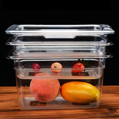 China Freshness Preservation 1/3 Pcs GN Pan Gastronom Full Size 1/4 Pcs Clear Unbreakable Pan For Hotel Restaurant for sale