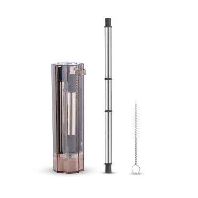 China Hot Selling Viable Stainless Steel Straw Collapsible Stainless Steel Straw Eco-friendly 304 Reusable Drinking With Brush for sale