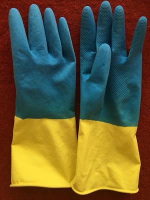 China Bi-color cotton flocklined household gloves home and garden labor supply for sale