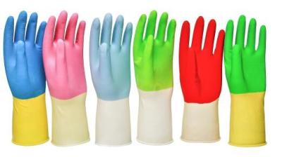 China Colorful household latex gloves spray flocklined gloves for sale