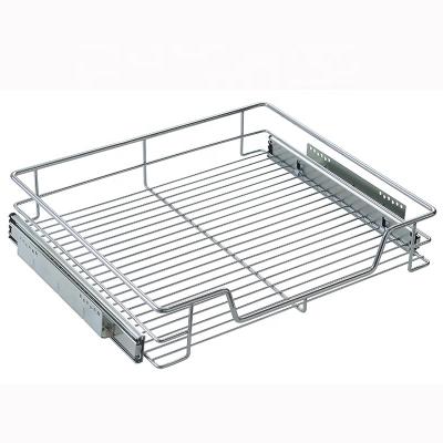 China Modern Chrome Plating Cocina de Cesta de Almacenaje Para Roll Out Wire Rack Spice Rack 24 Inch Wide Baskets for Buffet for sale