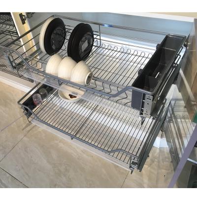 China Modern Undermount Slide Wardrobe Cabinets Custom Metallic Pull Out Wire Drawer Baskets Buffet Accessories Basket Rack for tkk for sale