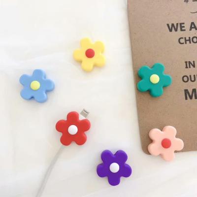 China Mobile Phone Usb Cable Protector Usb Charging Data Line Silicone Popular Cell Phone Accessories Bite Flower Series Usb Cable Charging Protector for sale