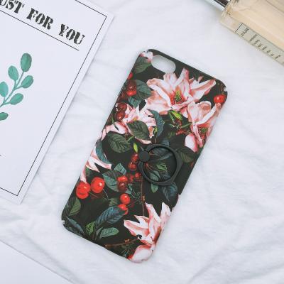 China Flower Matte Protective Painting Women Girl PC Hard Phone Shell Case For iPhone 6 6s Ultra Thin Case Cover With Finger Ring for sale