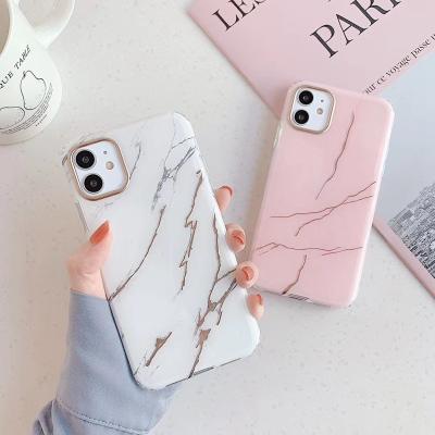 China IMD Design Marble Tpu Cover Phone Case For iPhone 13 Gold Plating Marble IMD TPU Mobile Phone Case For For iPhone 11 pro Max SE2020 Xs for sale