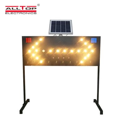 China ALLTOP IP65 Energy Saving Iron Waterproof Outdoor Solar Carging 12W LED Solar Warning Traffic Light for sale