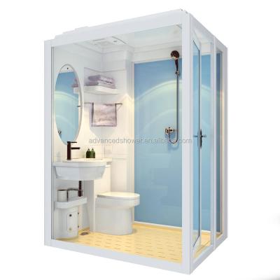 China With View All In One Bathroom Units Prefab Tempered Glass Wall For Home Decoration for sale