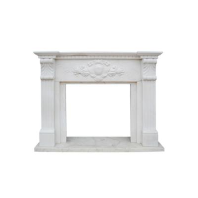 China Good quality traditional modern luxury villa white marble stone fireplace for sale