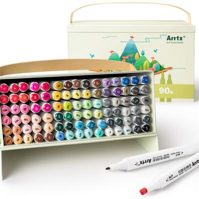 China Arrtx Quick Dry 90 Colors Alcohol Based Markers Set Double Permanent Art Markers with Fine Bullet and Chisel Point Tips for sale