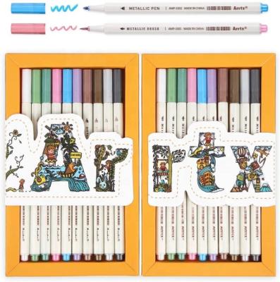 China Arrtx Metallic Watercolor Art Marker Pen Paint Decorative Drawing Markers Fine Point and Brush Pens for sale