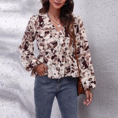 China Breathable Fall Ladies Clothing Slim Women Long Sleeve Blouses Chiffon for sale