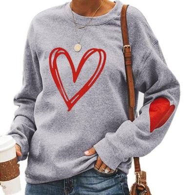 China New Breathable Women Fall Clothes Plus Size Ladies Sweatshirts Heart Loose Printed Pattern for sale