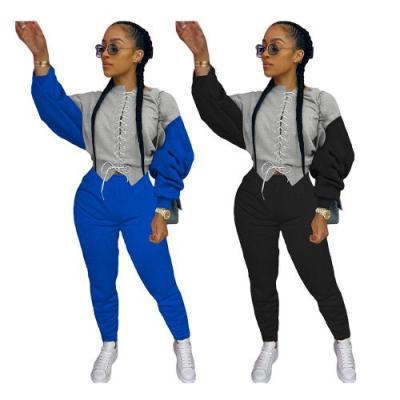 China 681537 2021 Fall Winter Women Solid Color Breathable Sweat Tracker Sets Women Tracksuit Two Piece Set Clothing for sale