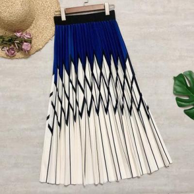 China High Waist Skirt Breathable Cotton Pleated Skirt A Line Printed 678294 for sale